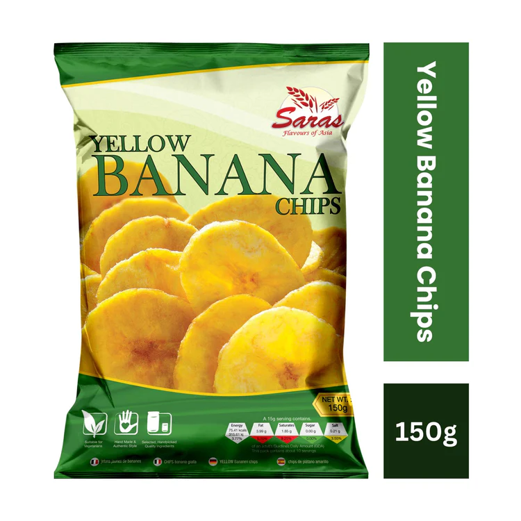 SARAS NAMKEEN YELLOW BANANA CHIPS 150G