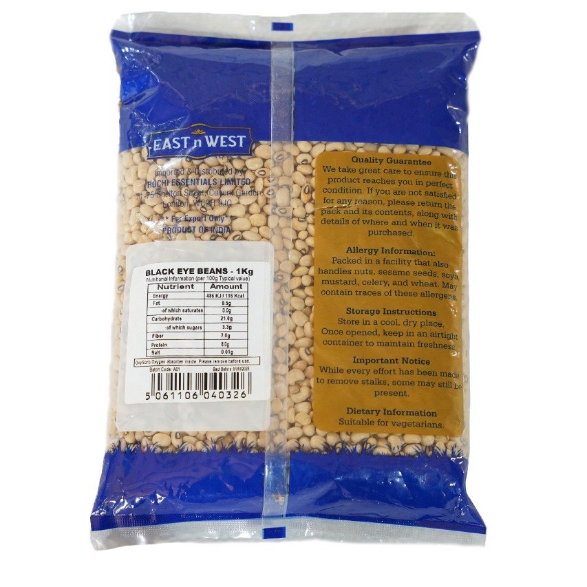 East and East Black Eye Beans (Lobia / Black‑Eyed Peas) – 1kg