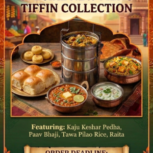 Gujarati flavours freshly prepared by Jalaram 14th June Kaju Keshar Pedha, Paav Bhaji, Tawa Pilao Rice, Raita