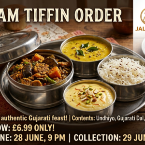 Gujarati flavours freshly prepared by Jalaram 29th June Shrikhand, undhiyo, Gurarhti dall, Roti, Rice